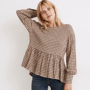 Women's Checkered Peplum Top